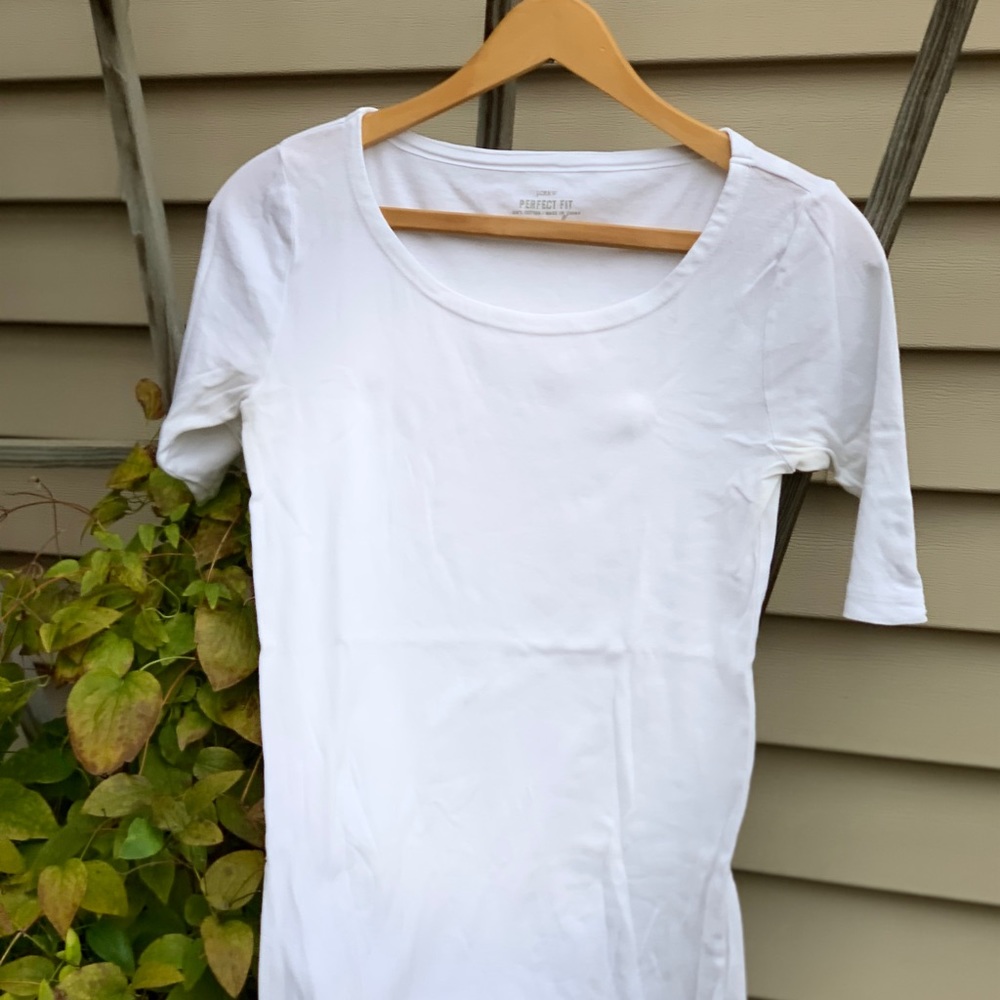 J Crew Perfect T White size small snap sleeve